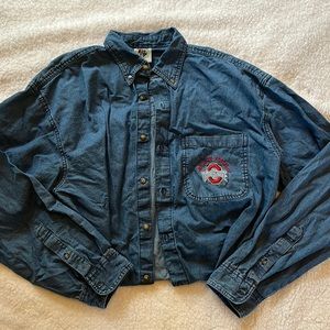 Button up Jean shirt, Ohio State embroidered size XL mens.